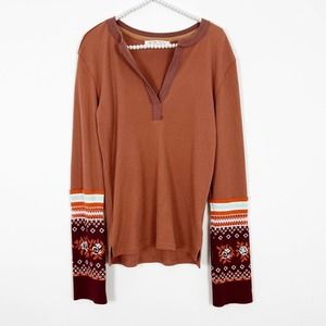 Free People Cuffed Thermal Henley Top Size XL